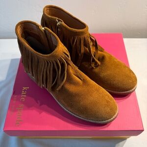 KATE SPADE Betsie Too Cognac Suede ankle bootie NIB NWT size 7.5